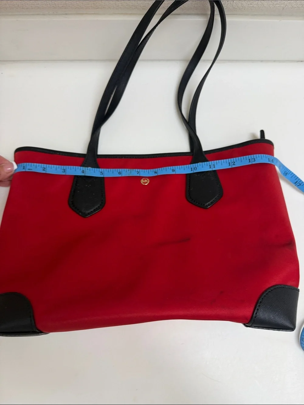 NWT Michael Kors Red Leather-Trim Tote Bag